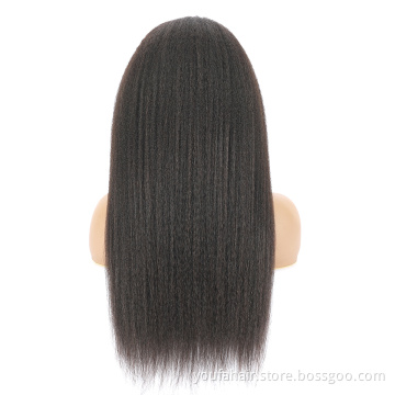 12A Yaki 4x4 Transparent Lace Closure Wig Wholesale Price  Brazilin Virgin Human Hair Kinky Straight Lace Front Wig